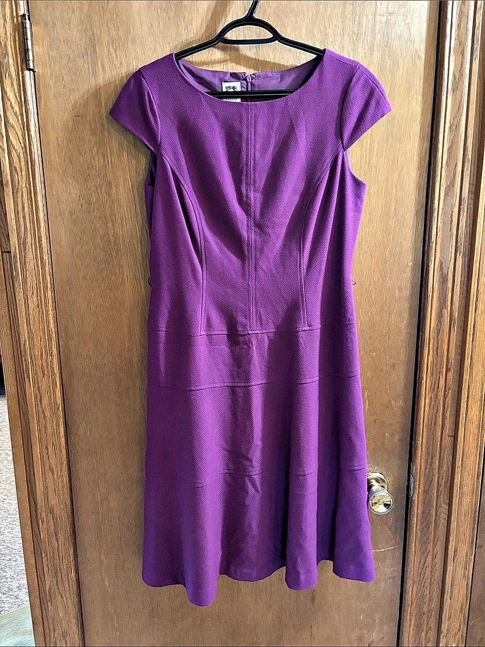 Anne Klein Purple Textured Midi Dress Size 8 Like New